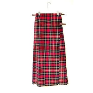 Vintage Miller & Rhoads Plaid Maxi Skirt XS 60s/70s Tartan High Waisted Pleated
